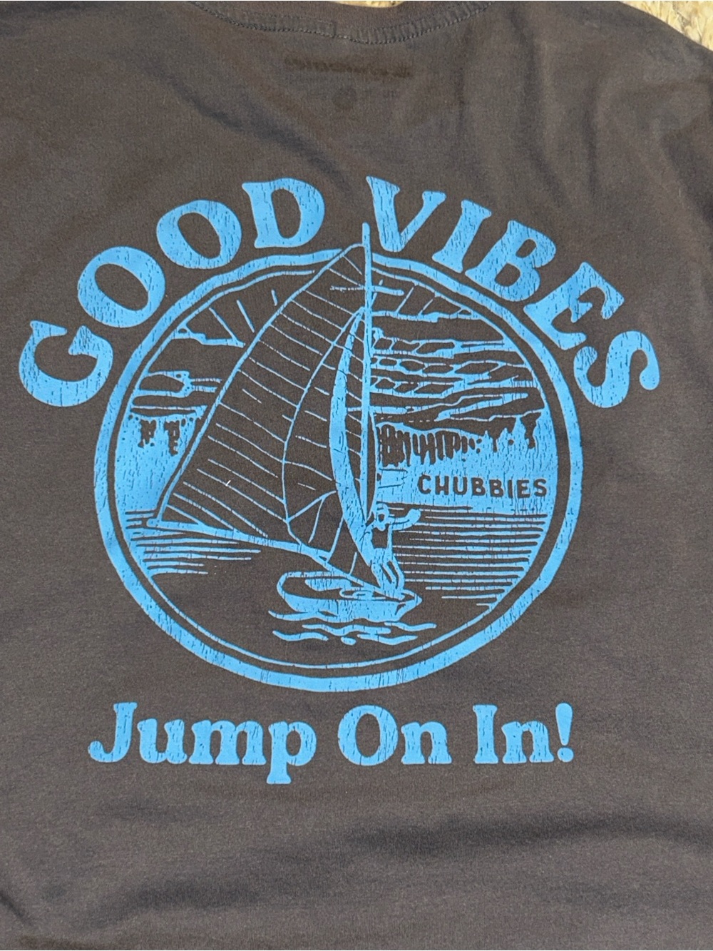 chubbies Gray Short-Sleeve Tee with Blue 'Good Vibes' Pocket Graphic